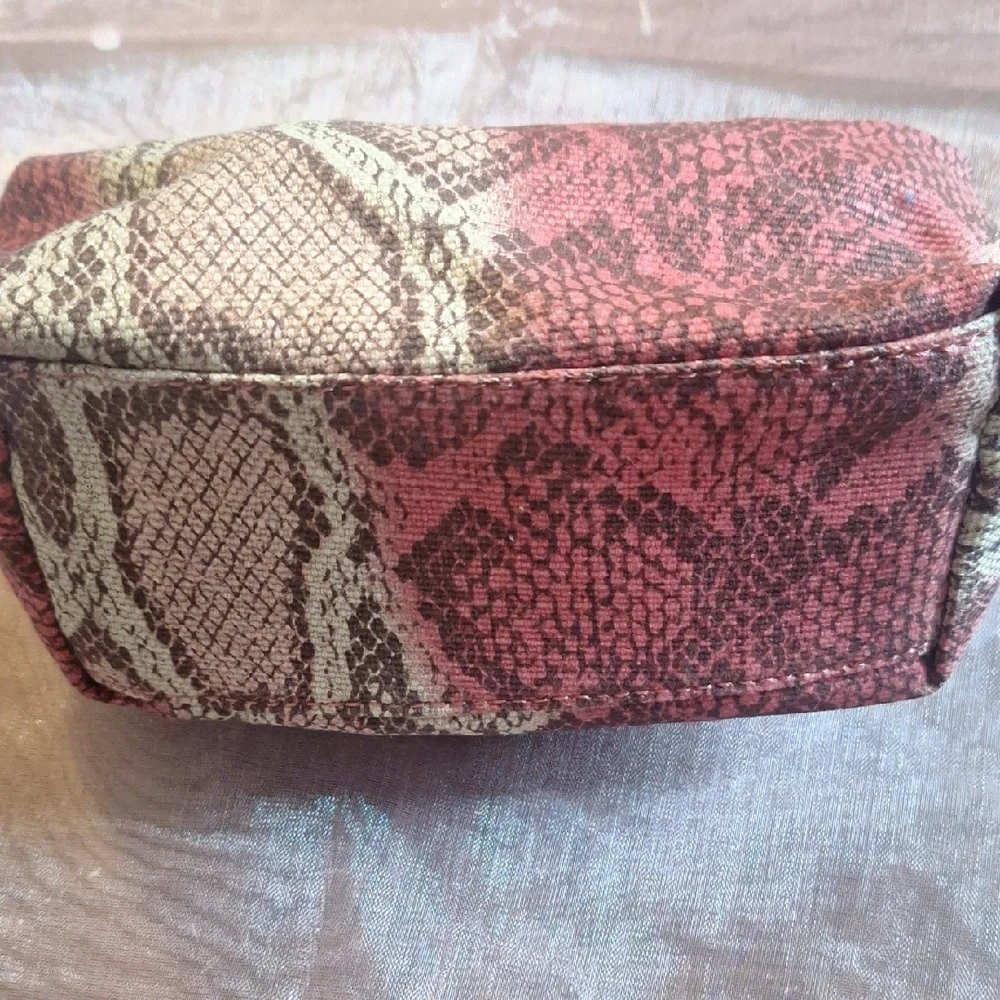 NWT ANN TAYLOR LOFT ❤️ RED SNAKESKIN COSMETIC CASE MINI HANDBAG PINK CUTE GIFT!
